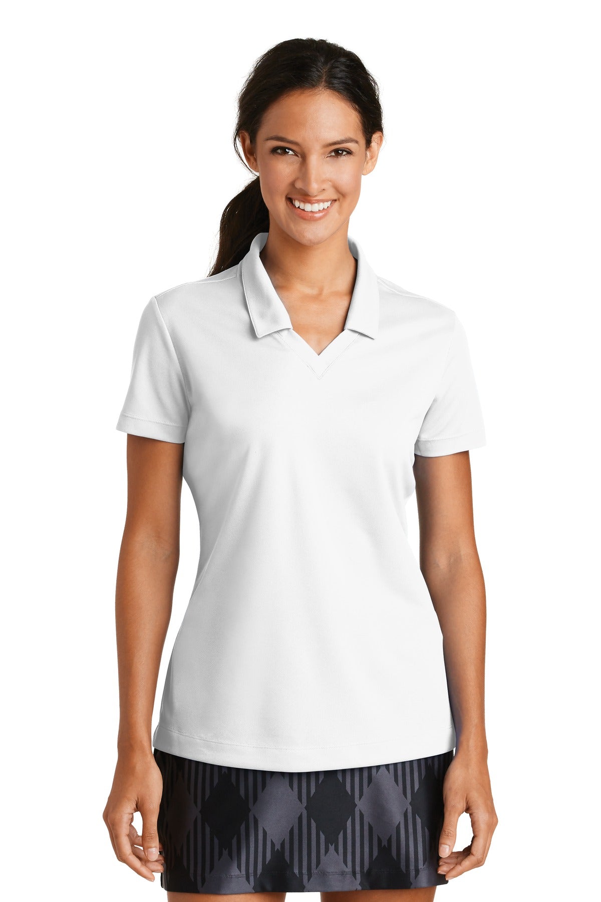 DISCONTINUED Nike Ladies Dri-FIT Micro Pique Polo. 354067 - White - front
