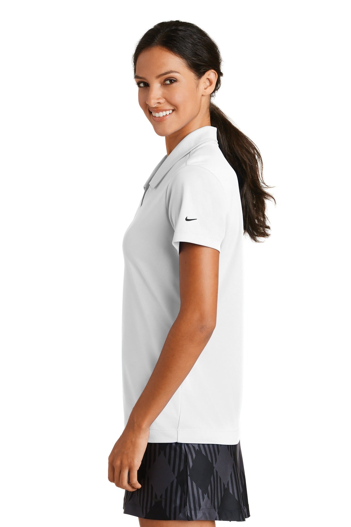 DISCONTINUED Nike Ladies Dri-FIT Micro Pique Polo. 354067 - White - side