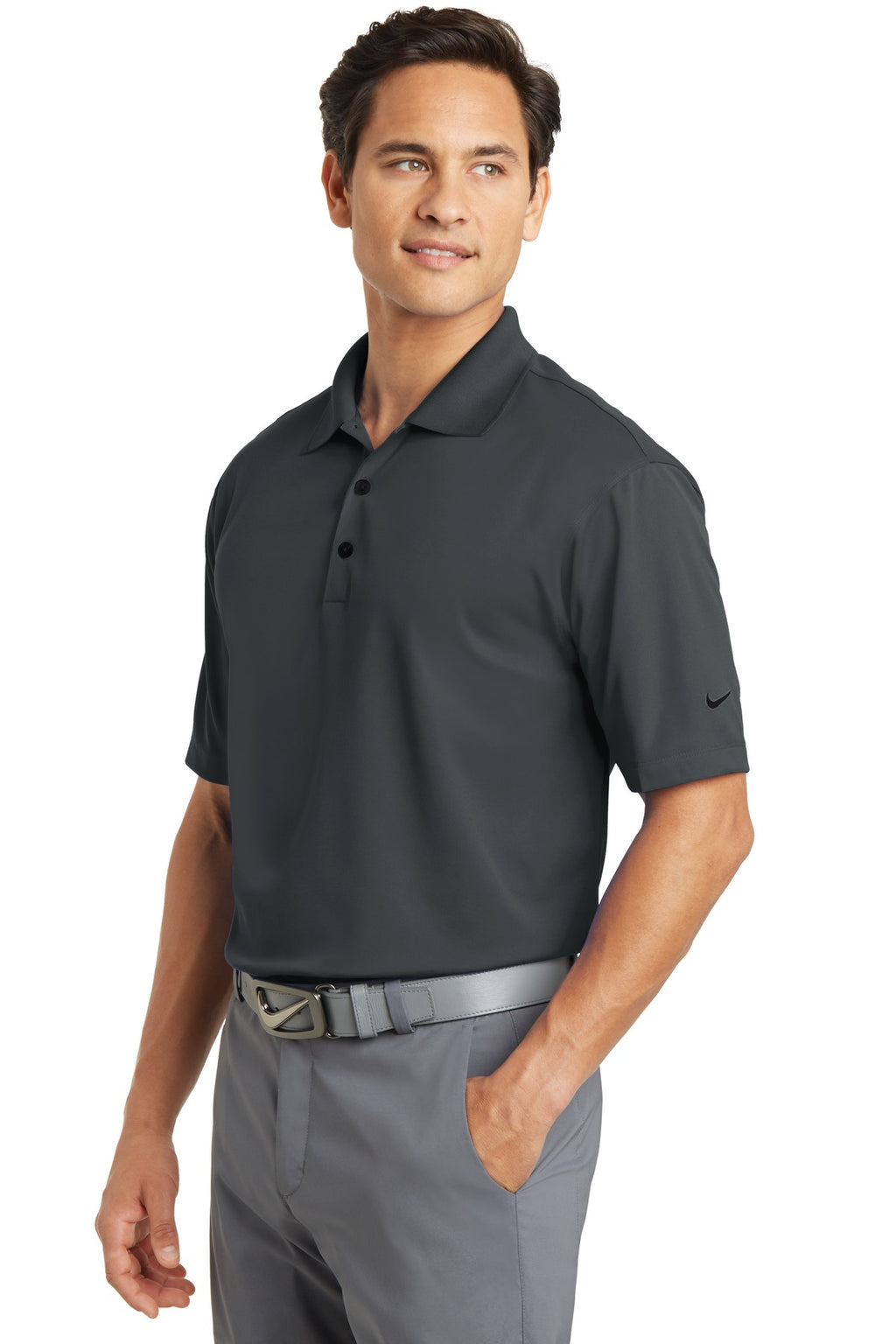 DISCONTINUED Nike Dri-FIT Micro Pique Polo. 363807 - Anthracite - three_q