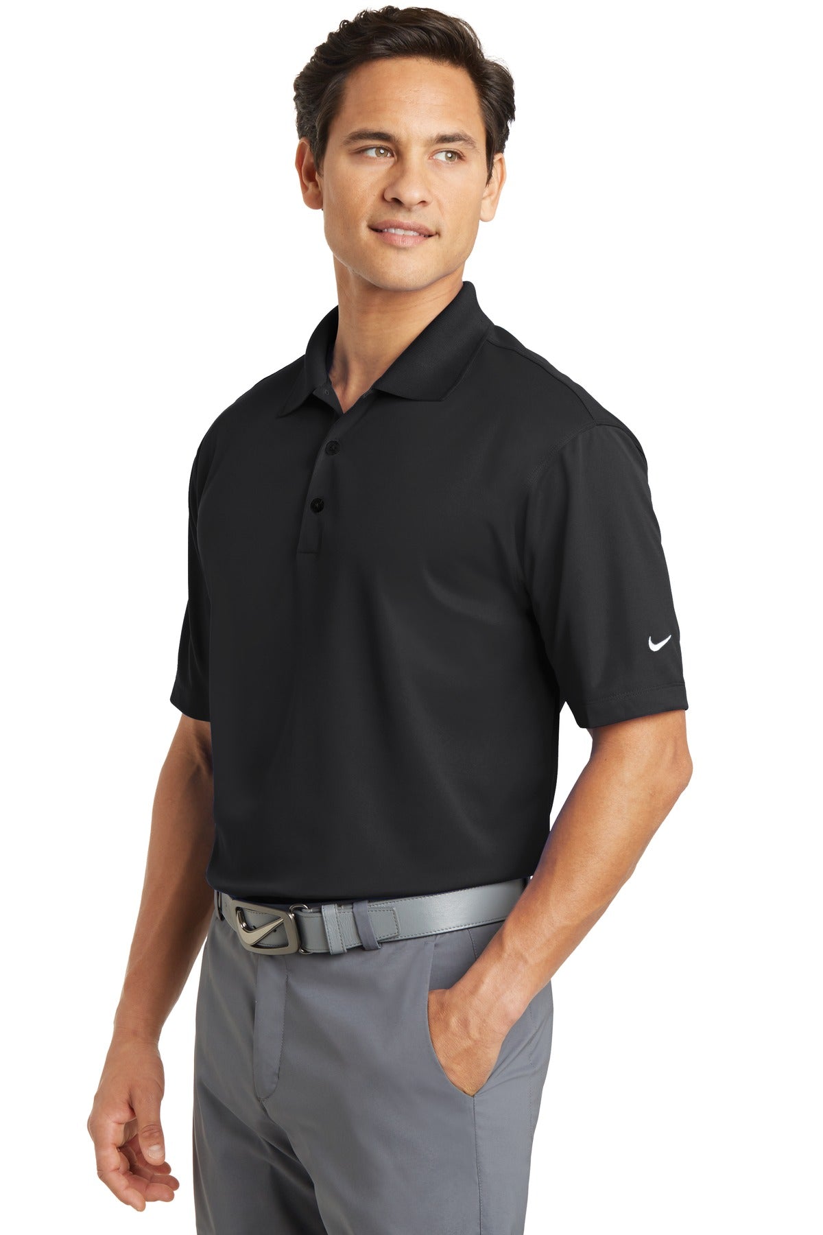 DISCONTINUED Nike Dri-FIT Micro Pique Polo. 363807 - Black - three_q