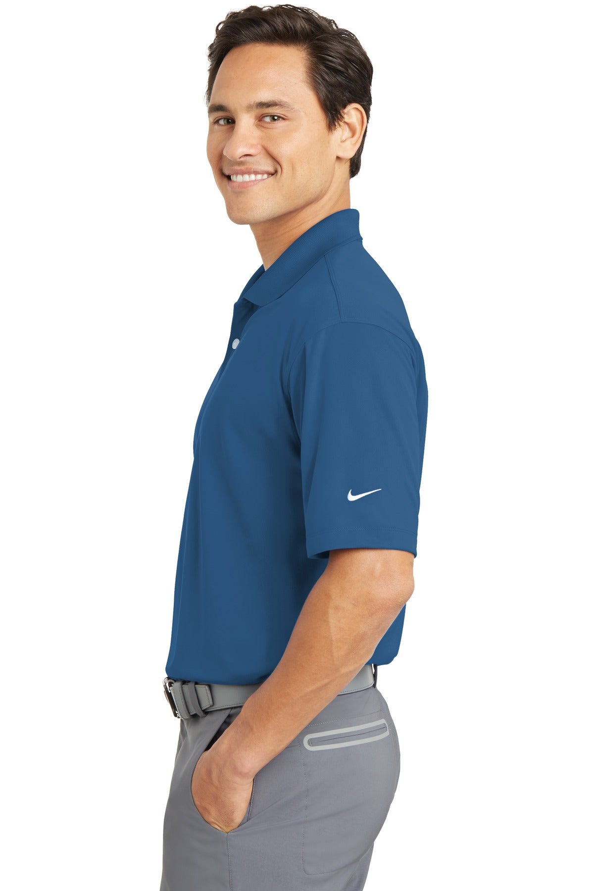 DISCONTINUED Nike Dri-FIT Micro Pique Polo. 363807 - Court Blue - side