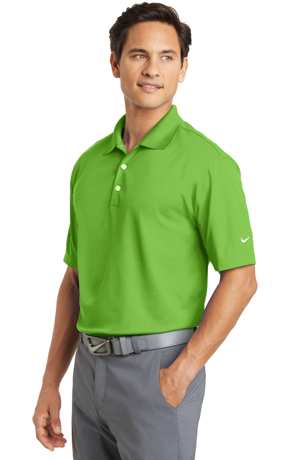 DISCONTINUED Nike Dri-FIT Micro Pique Polo. 363807 - Mean Green - three_q