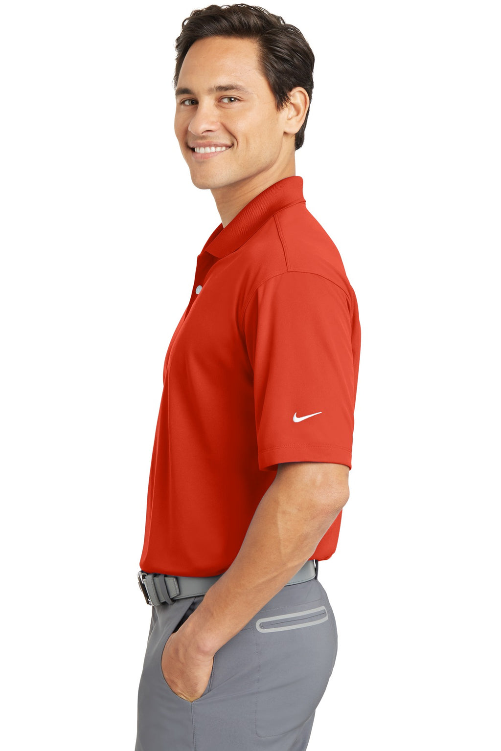 DISCONTINUED Nike Dri-FIT Micro Pique Polo. 363807 - Team Orange - side