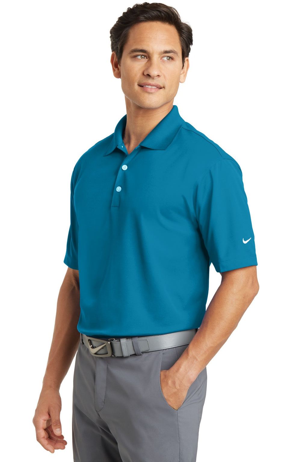 DISCONTINUED Nike Dri-FIT Micro Pique Polo. 363807 - Tidal Blue - three_q