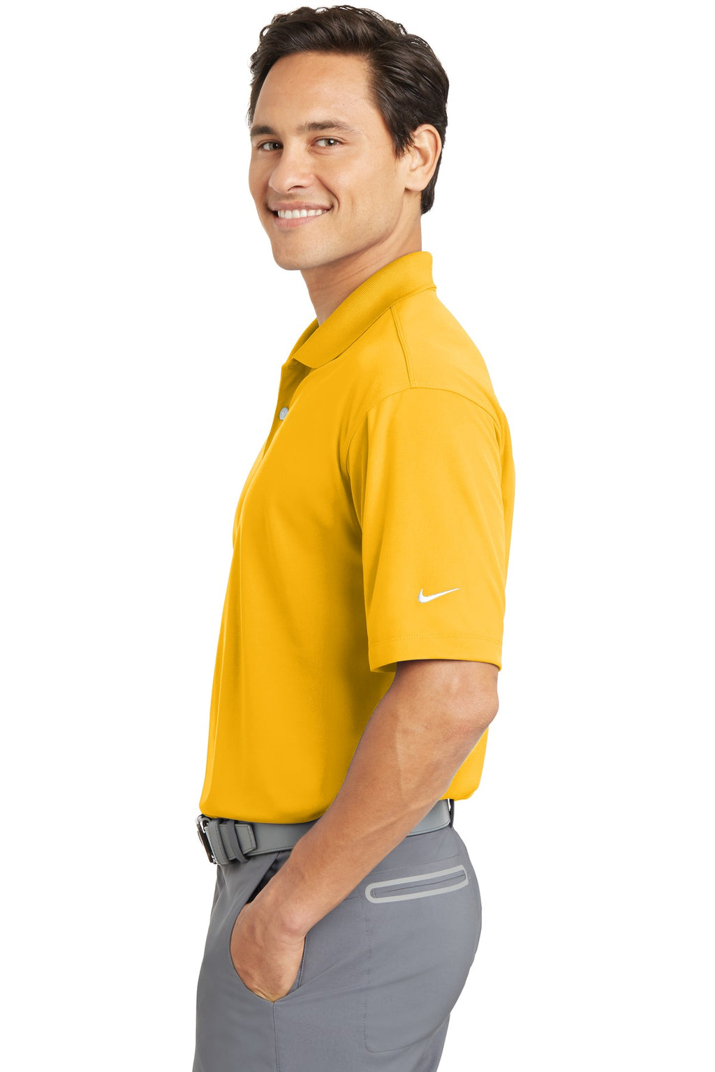 DISCONTINUED Nike Dri-FIT Micro Pique Polo. 363807 - University Gold - side