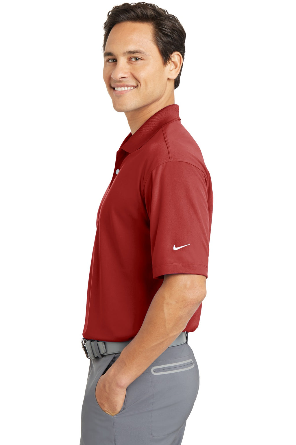 DISCONTINUED Nike Dri-FIT Micro Pique Polo. 363807 - Varsity Red - side