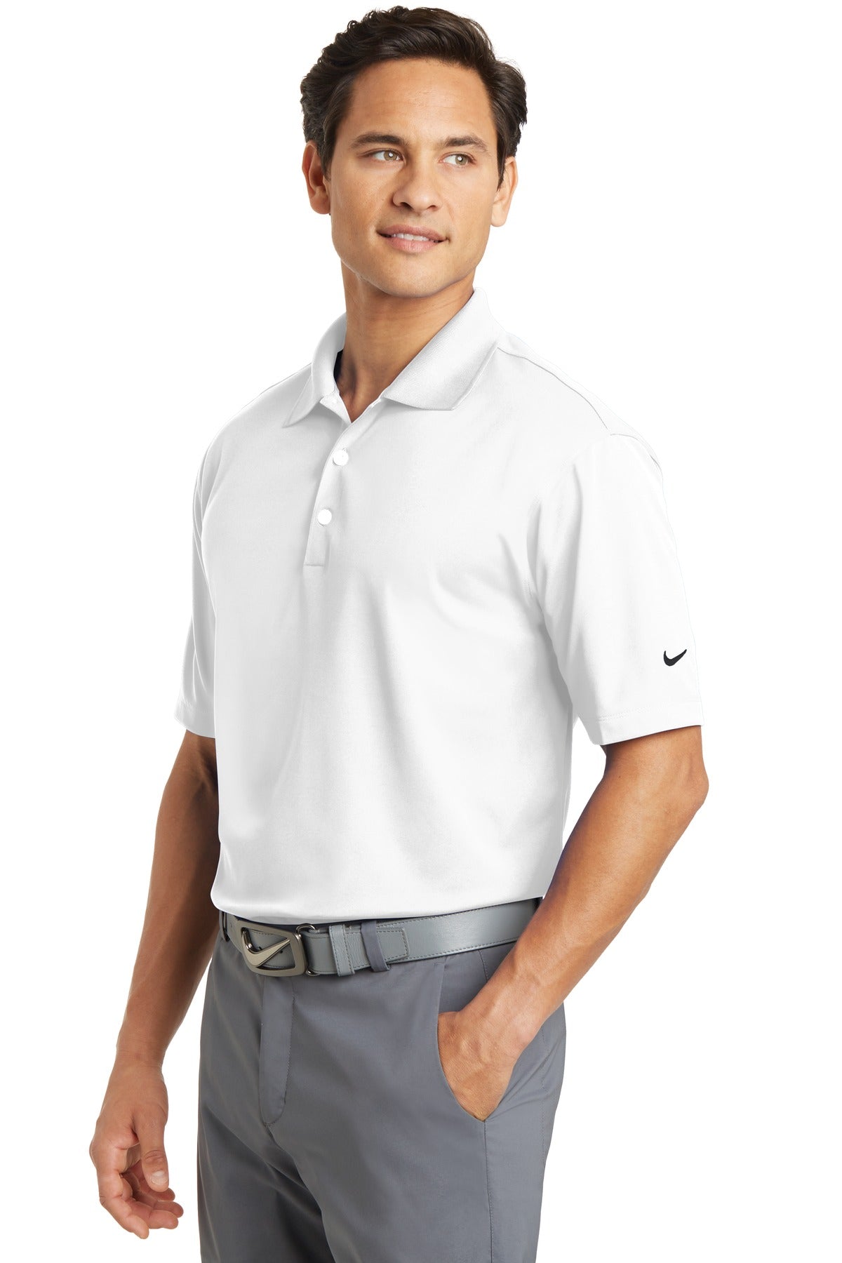 DISCONTINUED Nike Dri-FIT Micro Pique Polo. 363807 - White - three_q