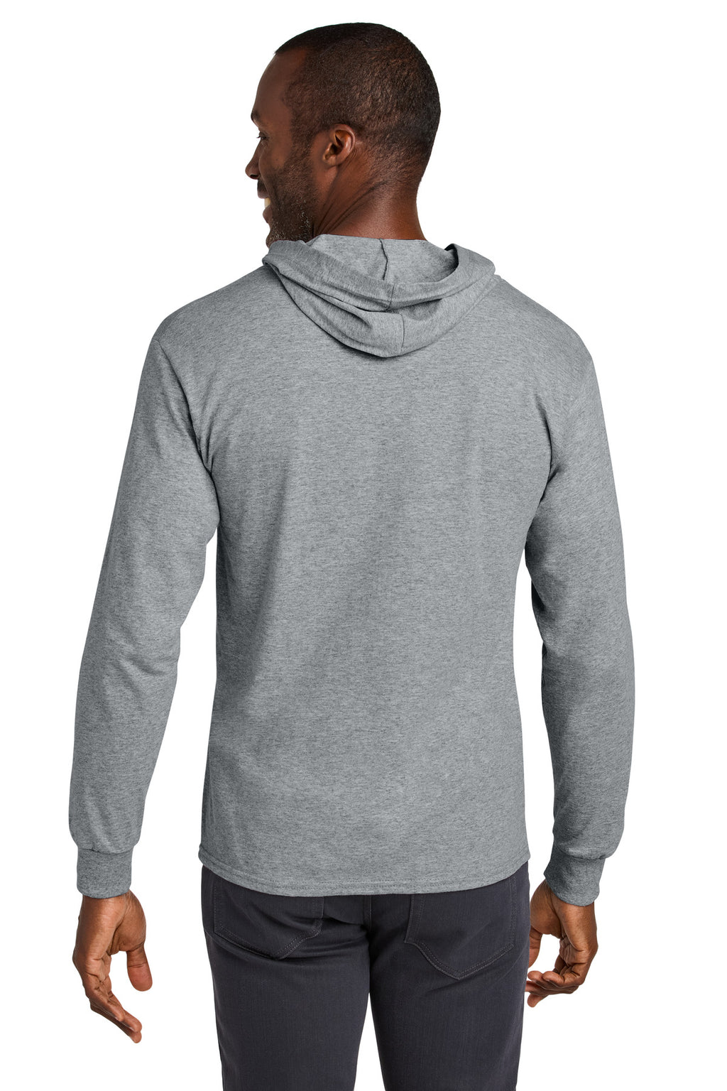 Jerzees Classics Unisex Cotton Long Sleeve Hooded T-Shirt 363LH - Athletic Heather - back