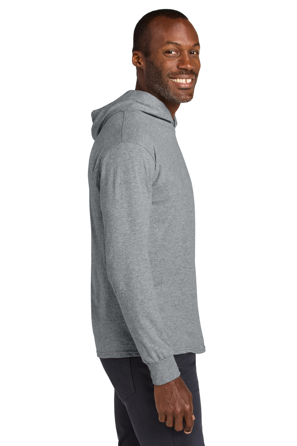 Jerzees Classics Unisex Cotton Long Sleeve Hooded T-Shirt 363LH - Athletic Heather - side