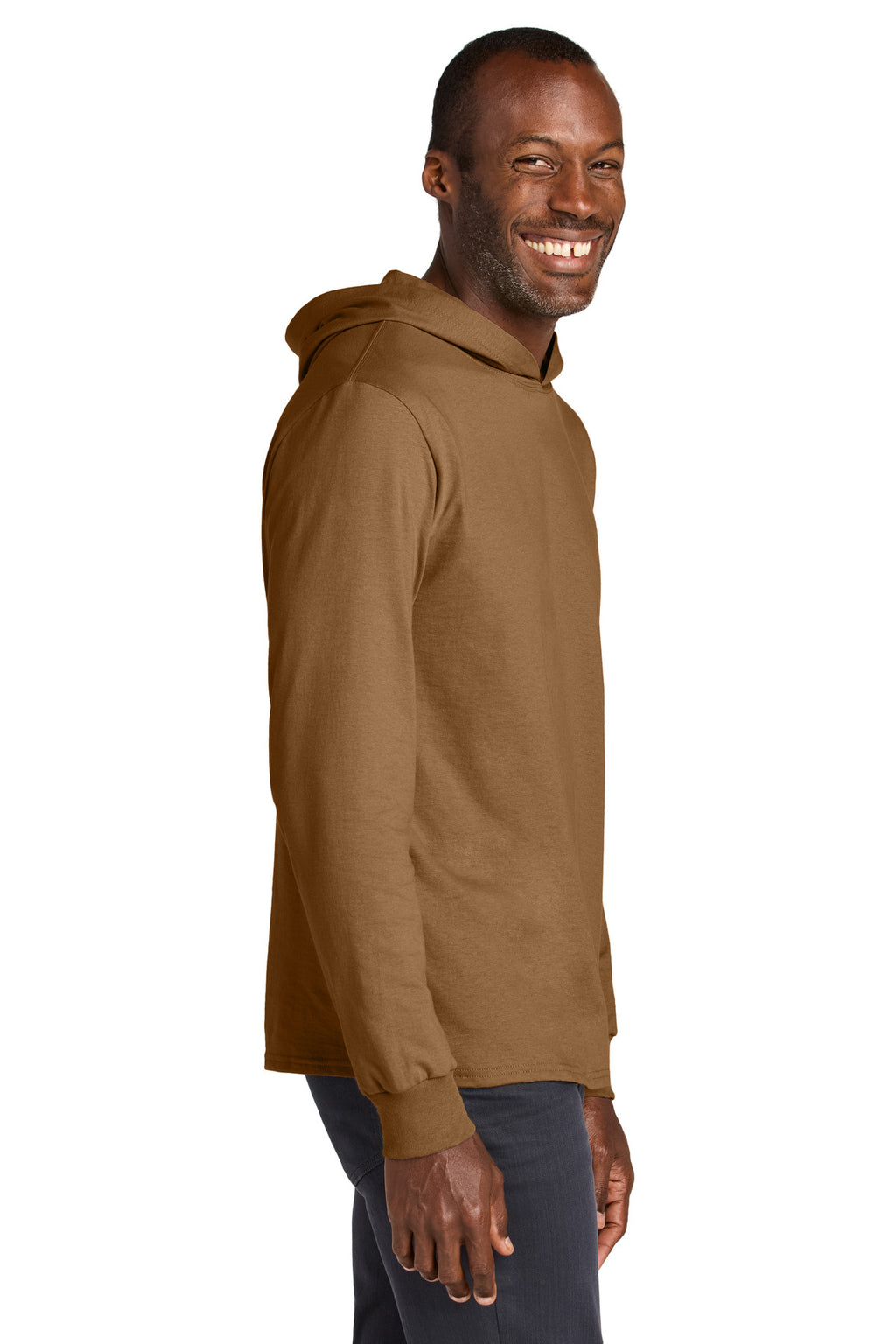 Jerzees Classics Unisex Cotton Long Sleeve Hooded T-Shirt 363LH - Golden Pecan - side