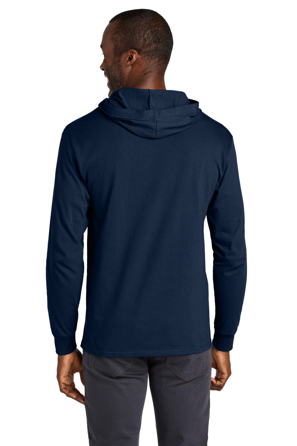 Jerzees Classics Unisex Cotton Long Sleeve Hooded T-Shirt 363LH - J. Navy - back