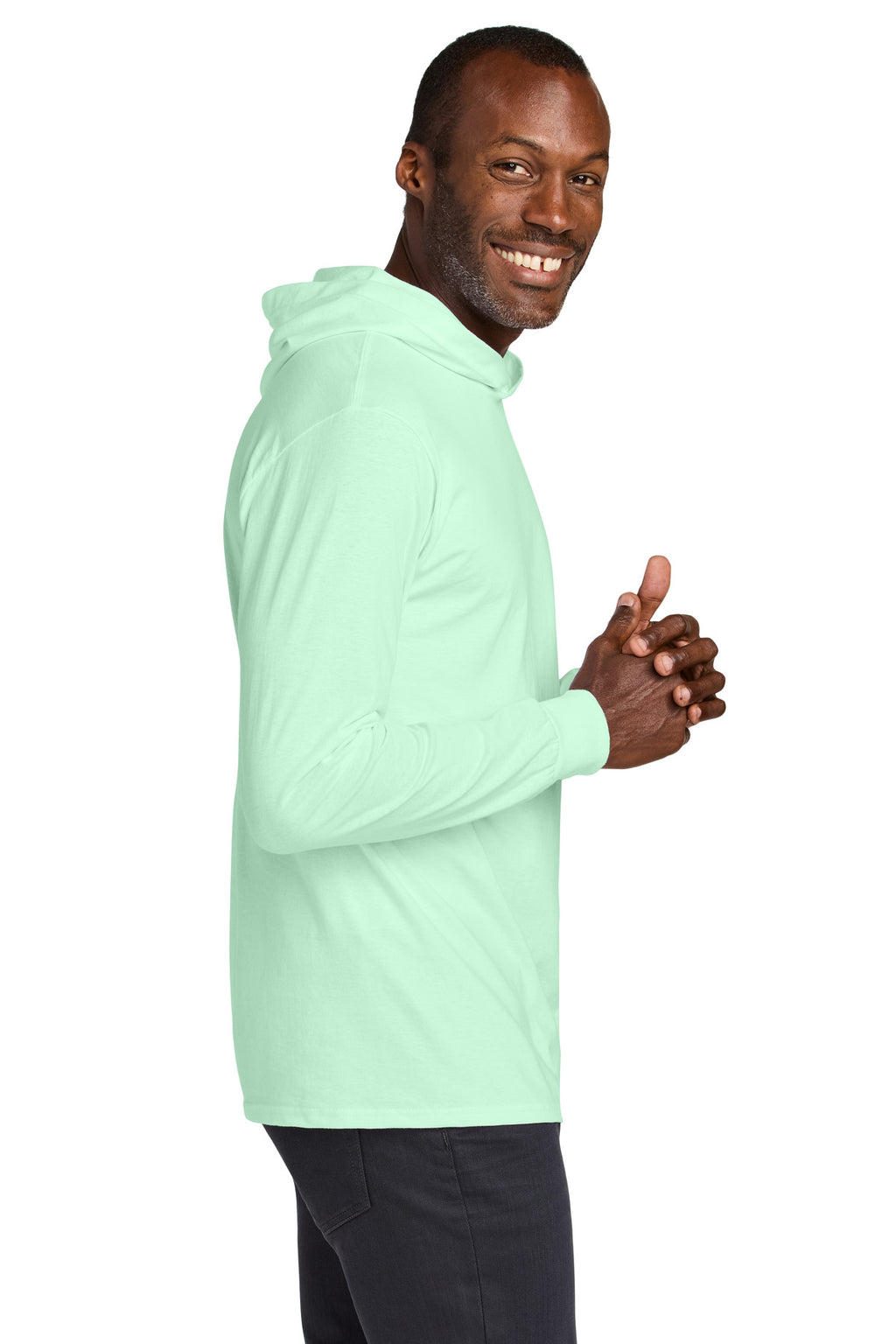Jerzees Classics Unisex Cotton Long Sleeve Hooded T-Shirt 363LH - Mint To Be - side