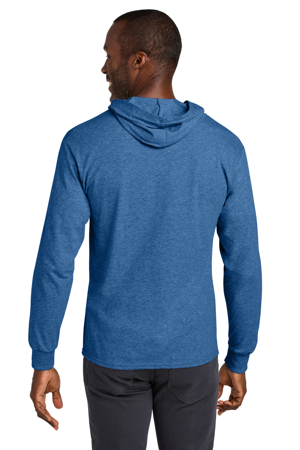 Jerzees Classics Unisex Cotton Long Sleeve Hooded T-Shirt 363LH - Retro Heather Royal - back