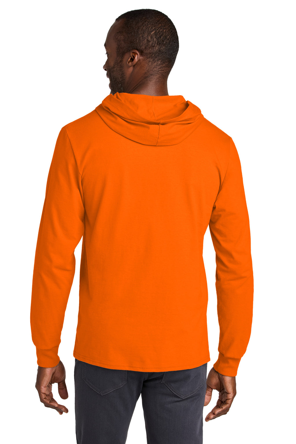 Jerzees Classics Unisex Cotton Long Sleeve Hooded T-Shirt 363LH - Safety Orange - back