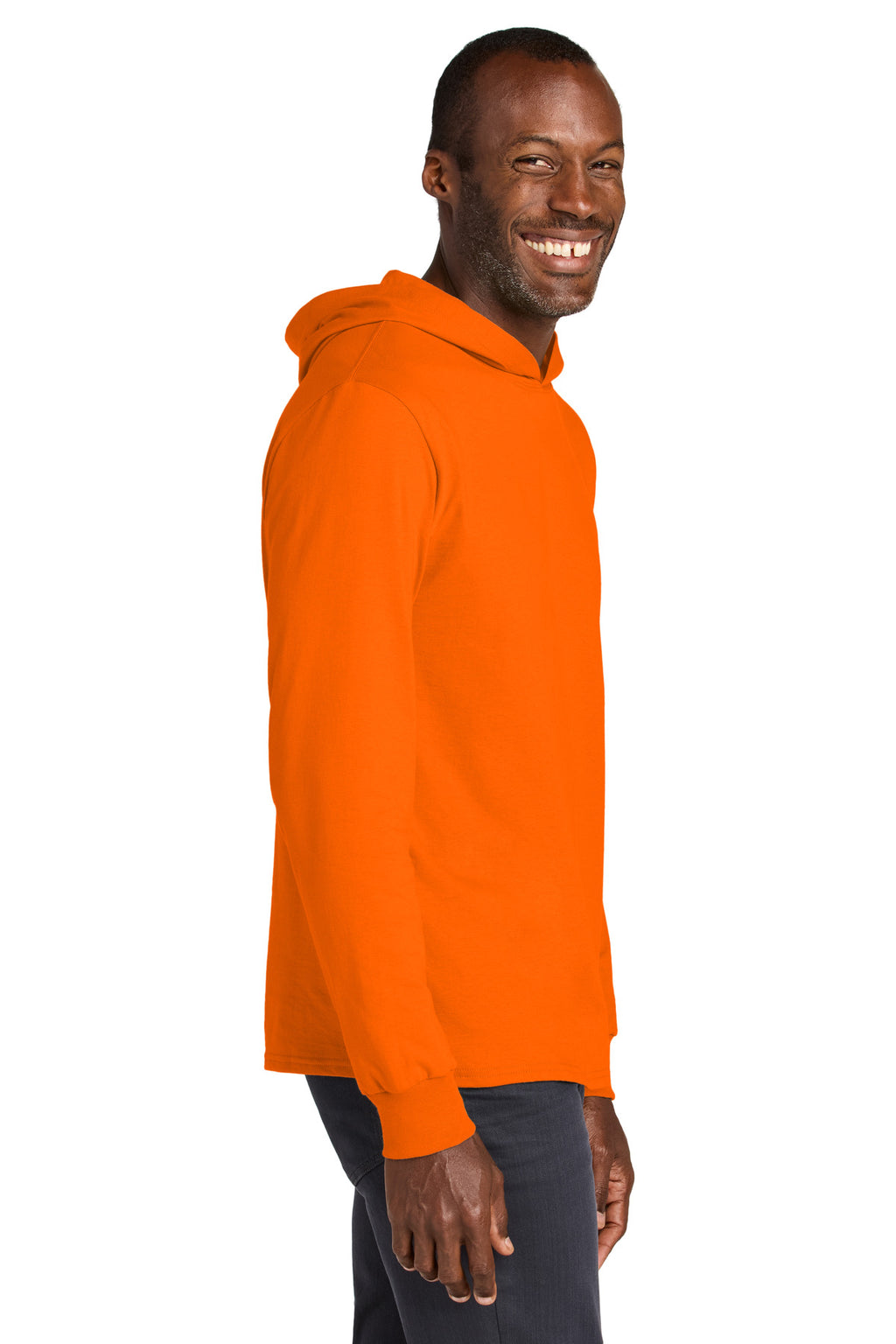 Jerzees Classics Unisex Cotton Long Sleeve Hooded T-Shirt 363LH - Safety Orange - side
