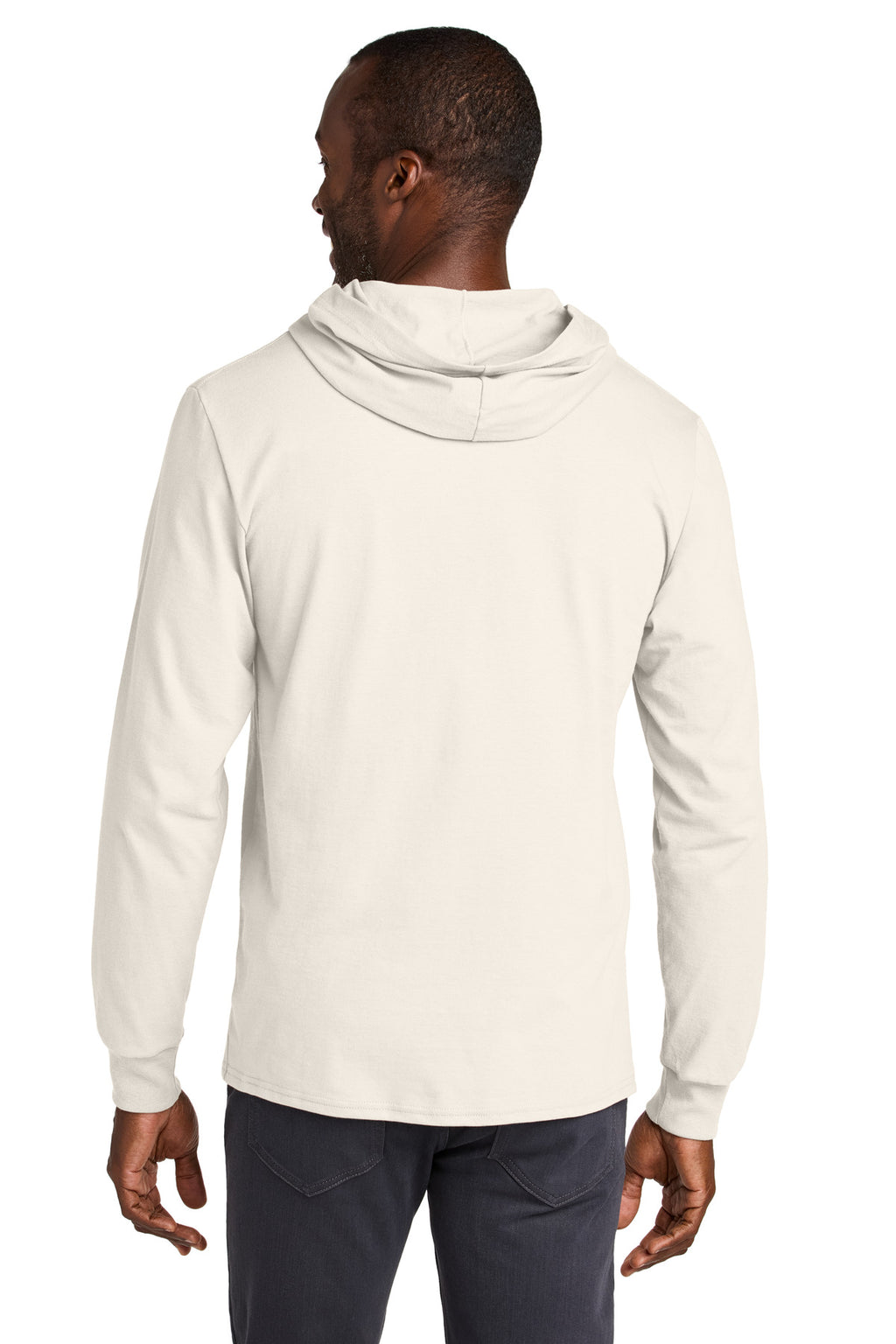 Jerzees Classics Unisex Cotton Long Sleeve Hooded T-Shirt 363LH - Sweet Cream Heather - back