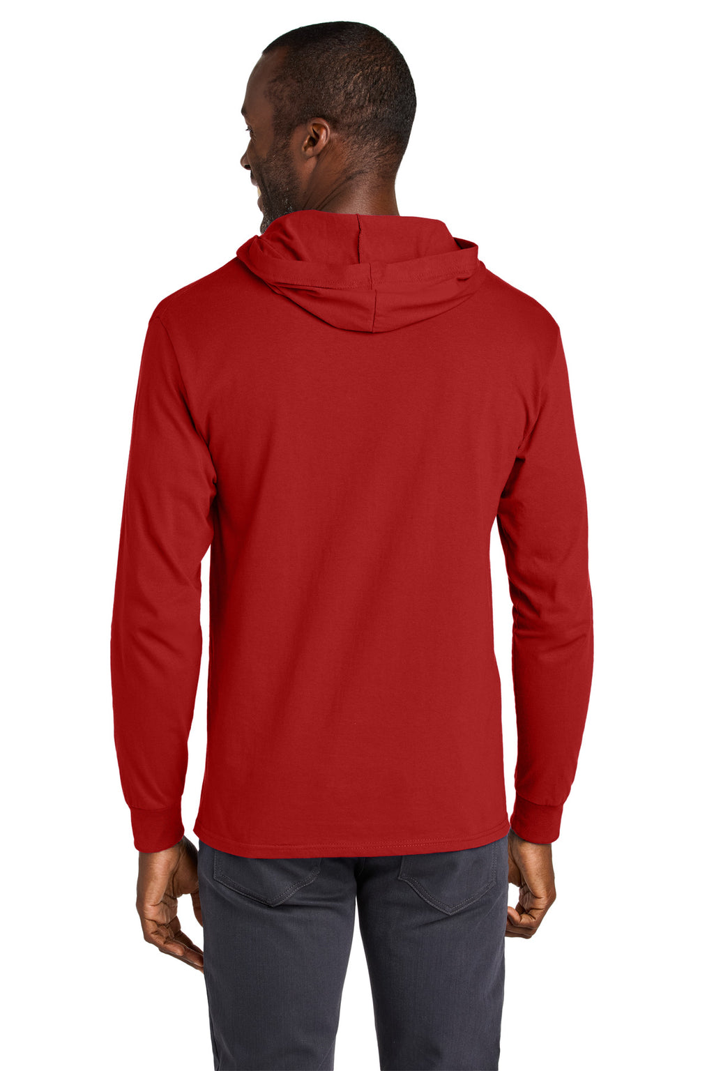 Jerzees Classics Unisex Cotton Long Sleeve Hooded T-Shirt 363LH - True Red - back