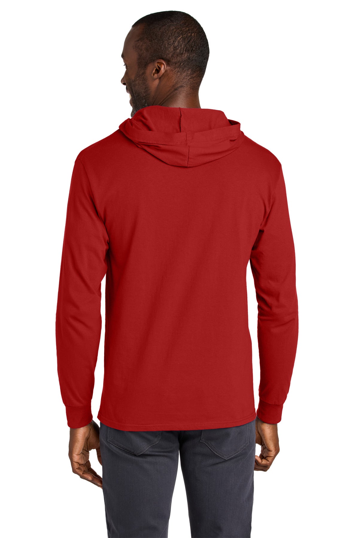 Jerzees Classics Unisex Cotton Long Sleeve Hooded T-Shirt 363LH - True Red - back