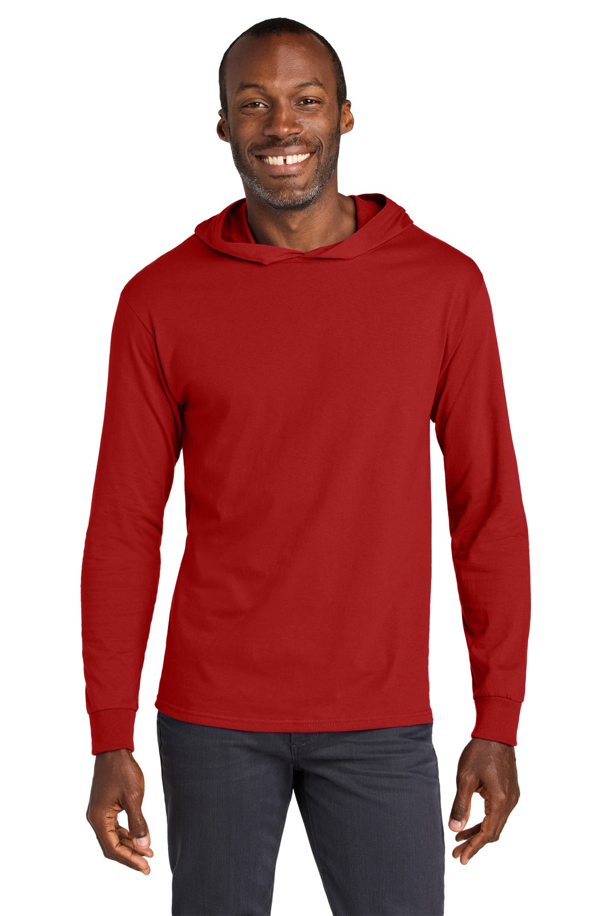 Jerzees Classics Unisex Cotton Long Sleeve Hooded T-Shirt 363LH - True Red - front