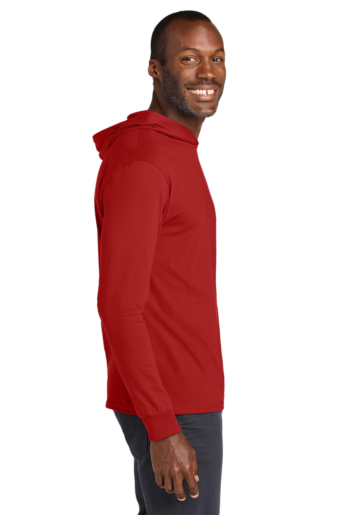 Jerzees Classics Unisex Cotton Long Sleeve Hooded T-Shirt 363LH - True Red - side