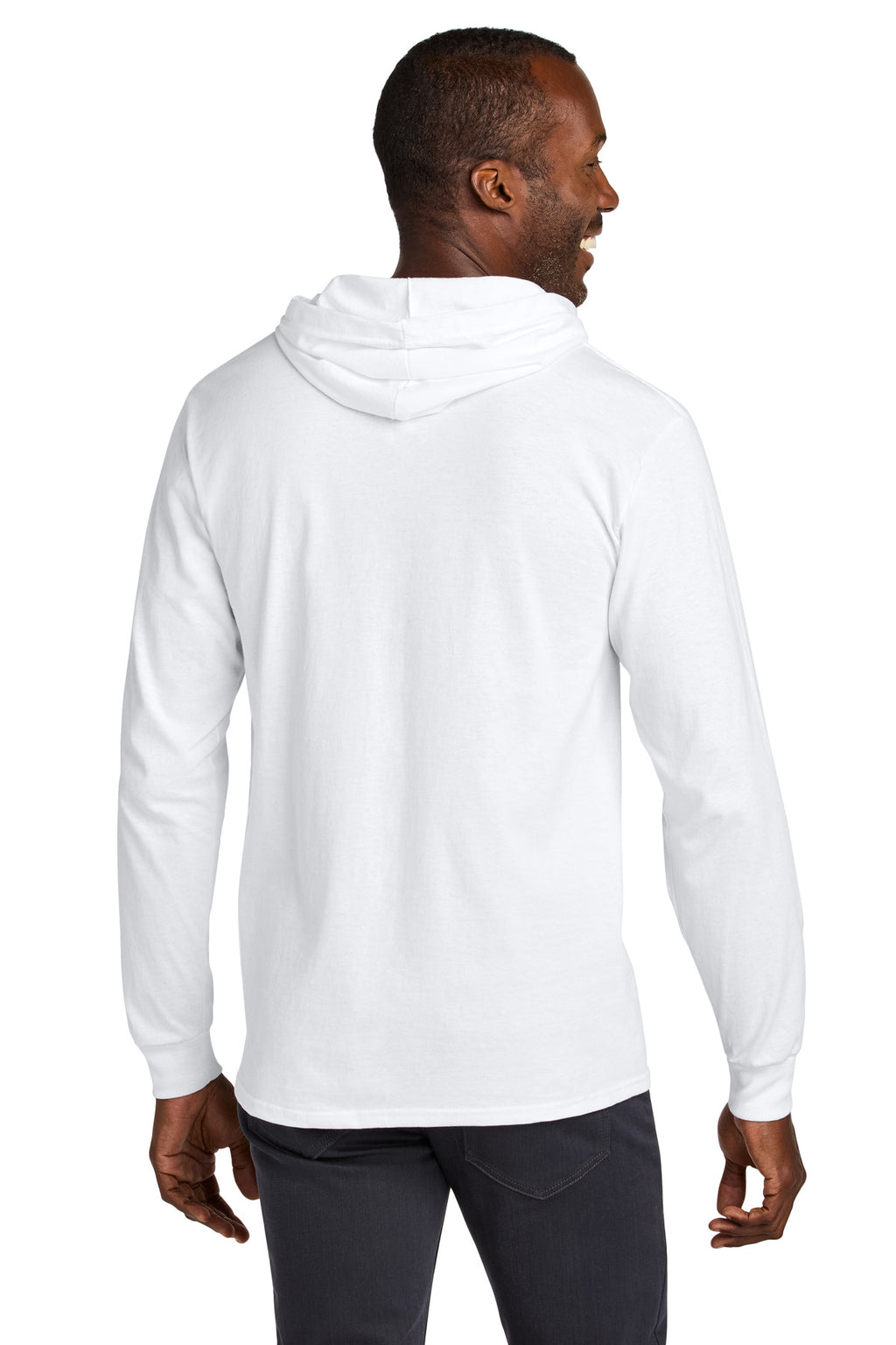Jerzees Classics Unisex Cotton Long Sleeve Hooded T-Shirt 363LH - White - back