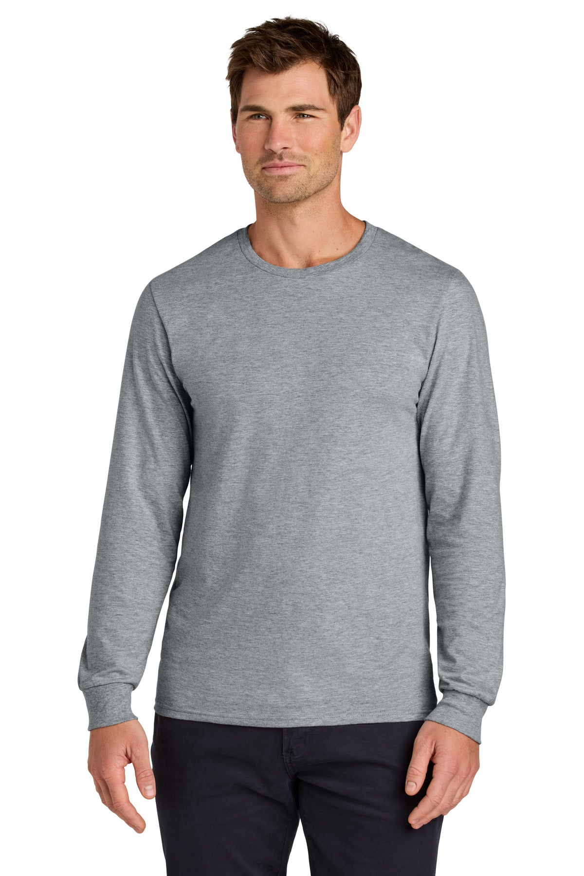 Jerzees Classics Unisex Cotton Long Sleeve T-Shirt 363L - Athletic Heather - front