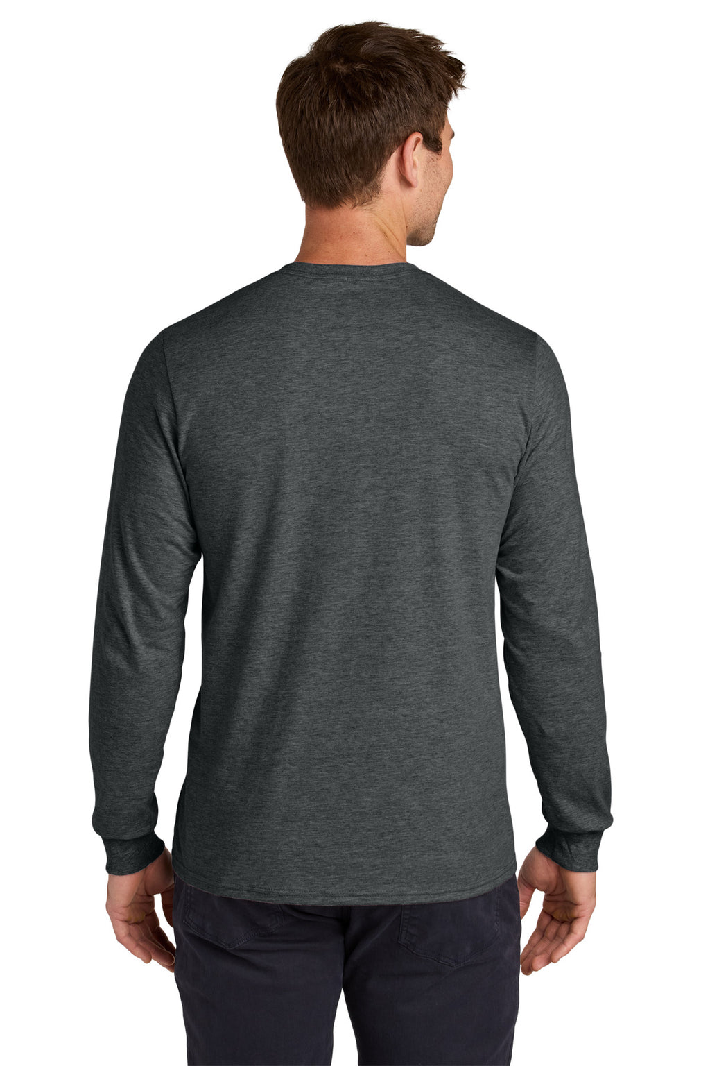 Jerzees Classics Unisex Cotton Long Sleeve T-Shirt 363L - Black Heather - back