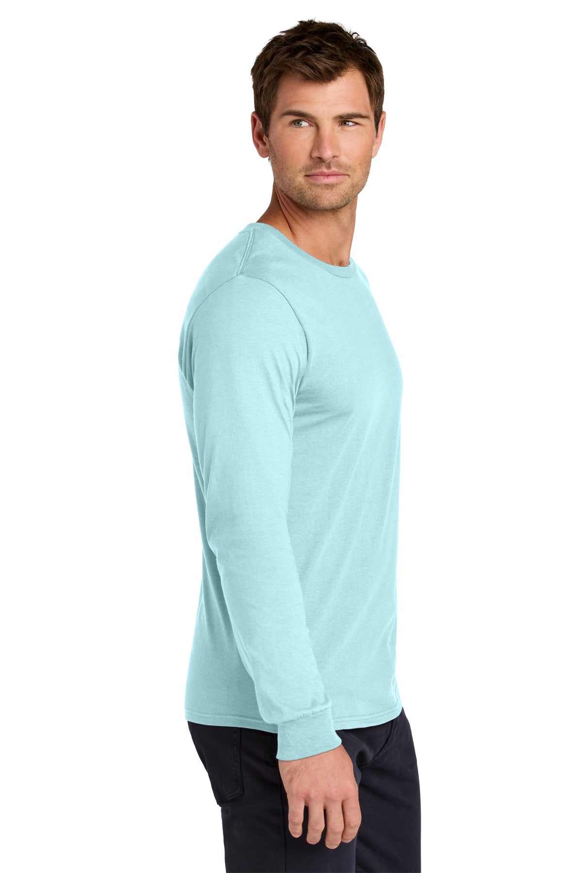 Jerzees Classics Unisex Cotton Long Sleeve T-Shirt 363L - Breezy Blue - side