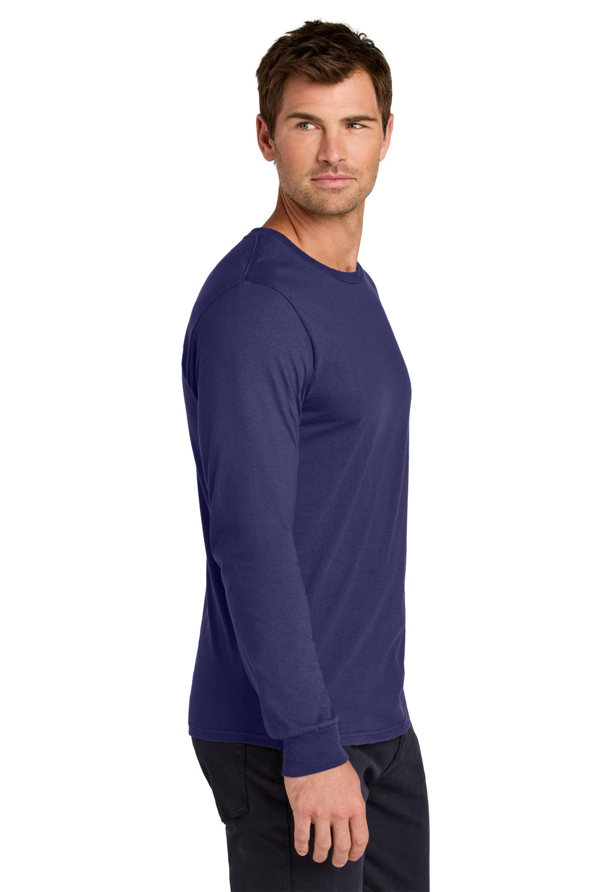 Jerzees Classics Unisex Cotton Long Sleeve T-Shirt 363L - Deep Purple - side