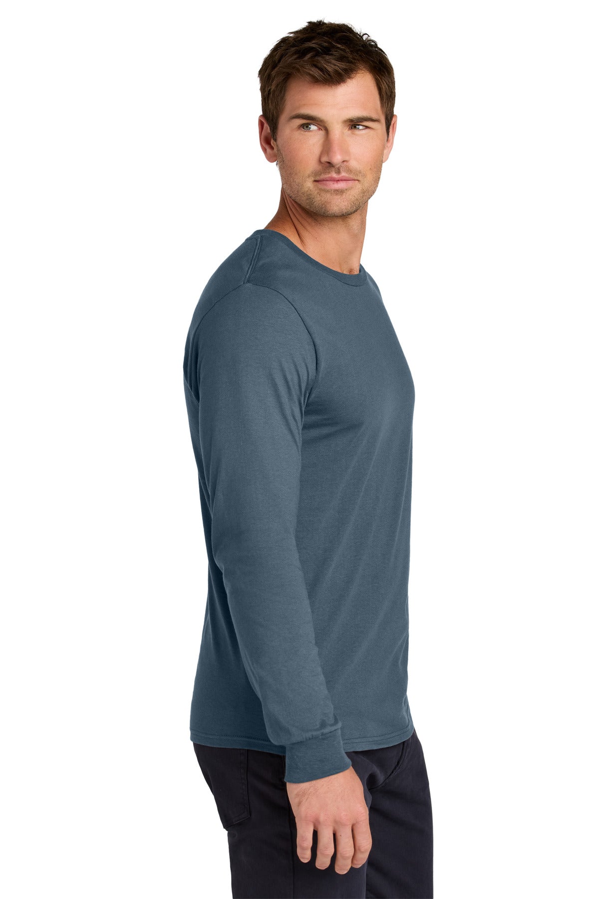 Jerzees Classics Unisex Cotton Long Sleeve T-Shirt 363L - Denim - side