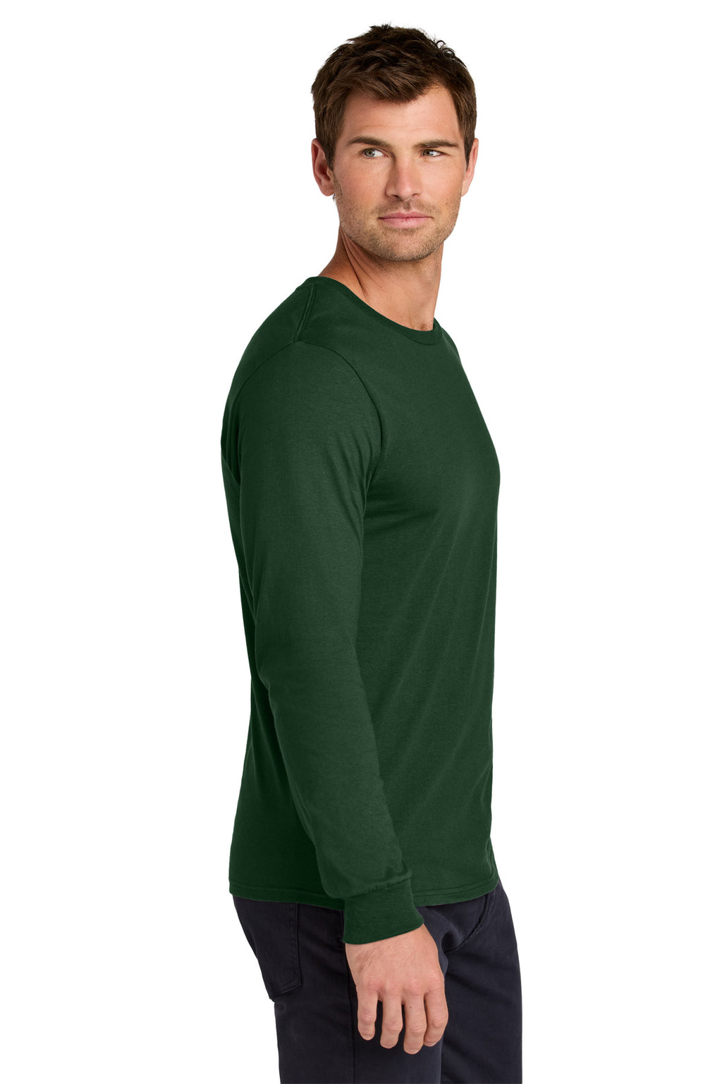 Jerzees Classics Unisex Cotton Long Sleeve T-Shirt 363L - Forest Green - side