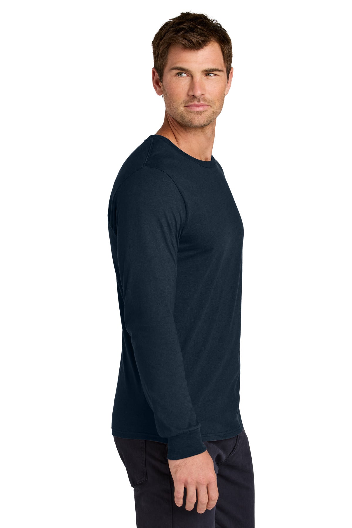 Jerzees Classics Unisex Cotton Long Sleeve T-Shirt 363L - J. Navy - side