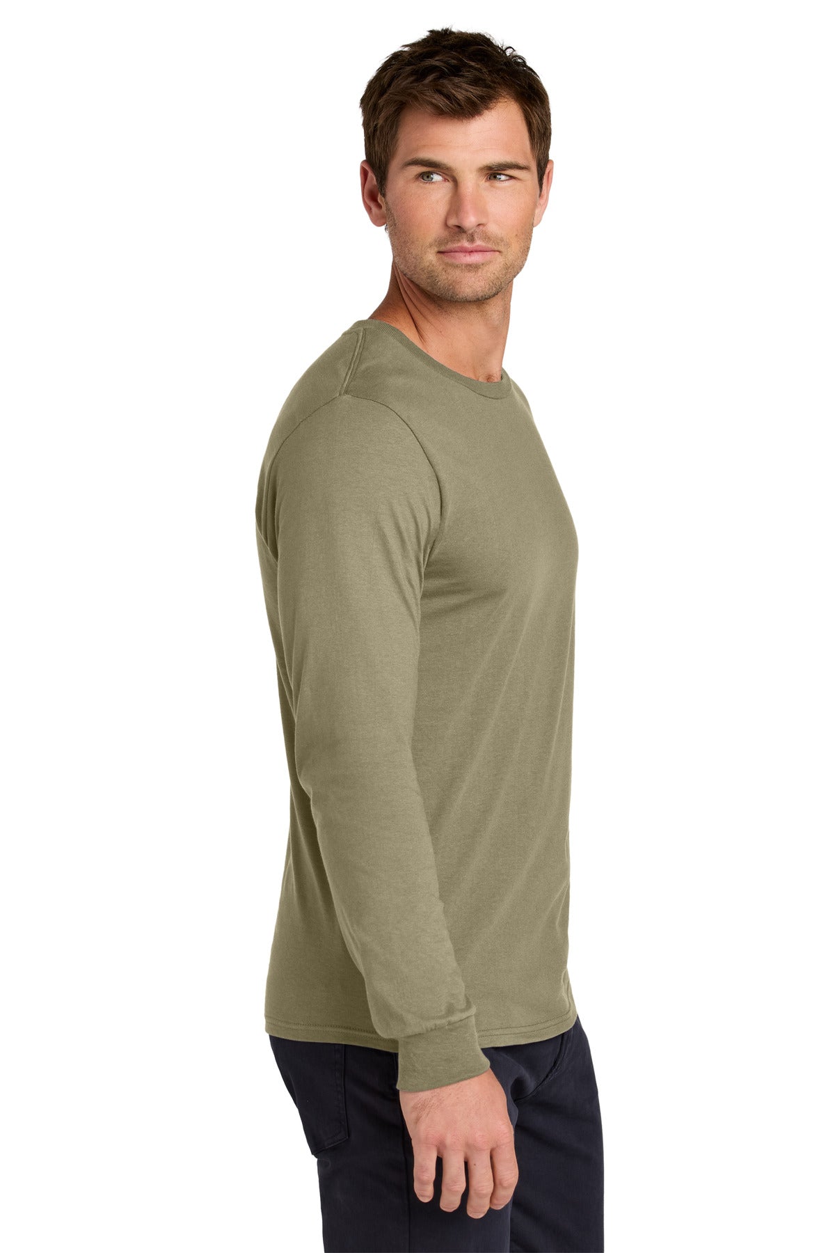 Jerzees Classics Unisex Cotton Long Sleeve T-Shirt 363L - Khaki - side