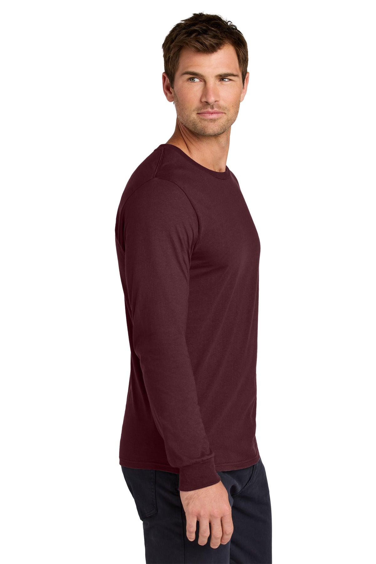 Jerzees Classics Unisex Cotton Long Sleeve T-Shirt 363L - Maroon - side