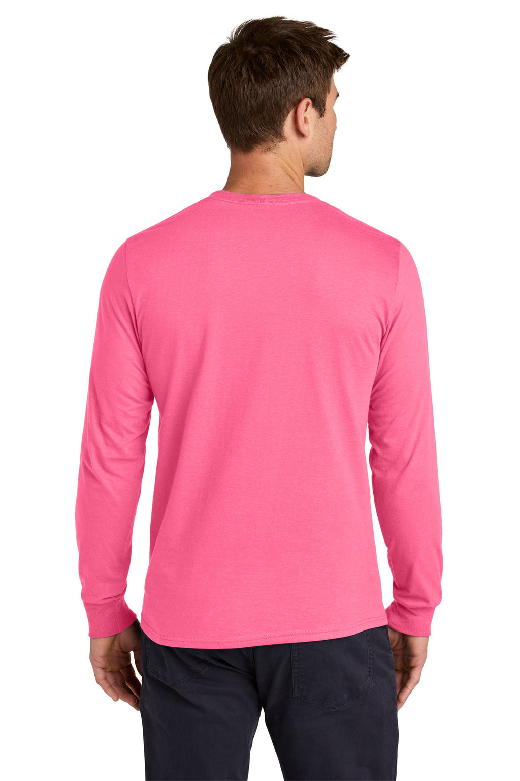 Jerzees Classics Unisex Cotton Long Sleeve T-Shirt 363L - Neon Pink - back