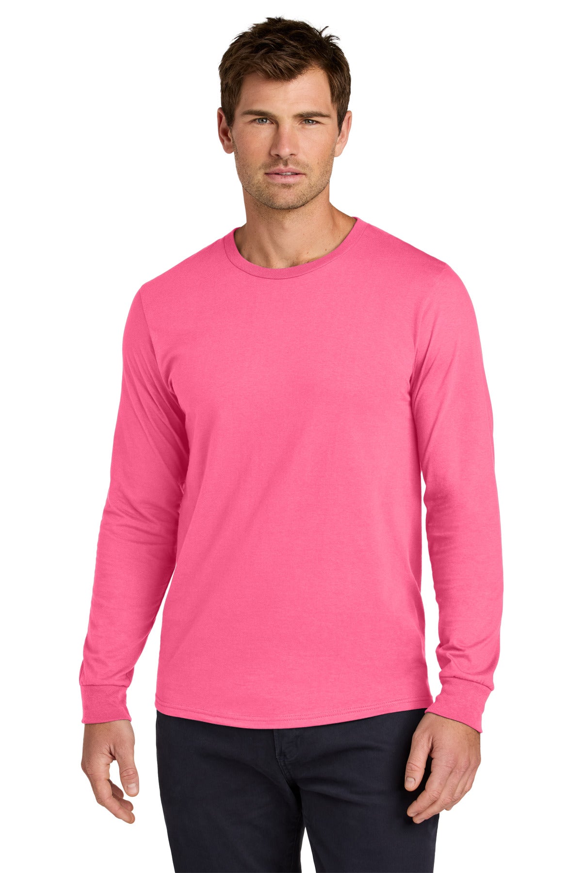 Jerzees Classics Unisex Cotton Long Sleeve T-Shirt 363L - Neon Pink - front