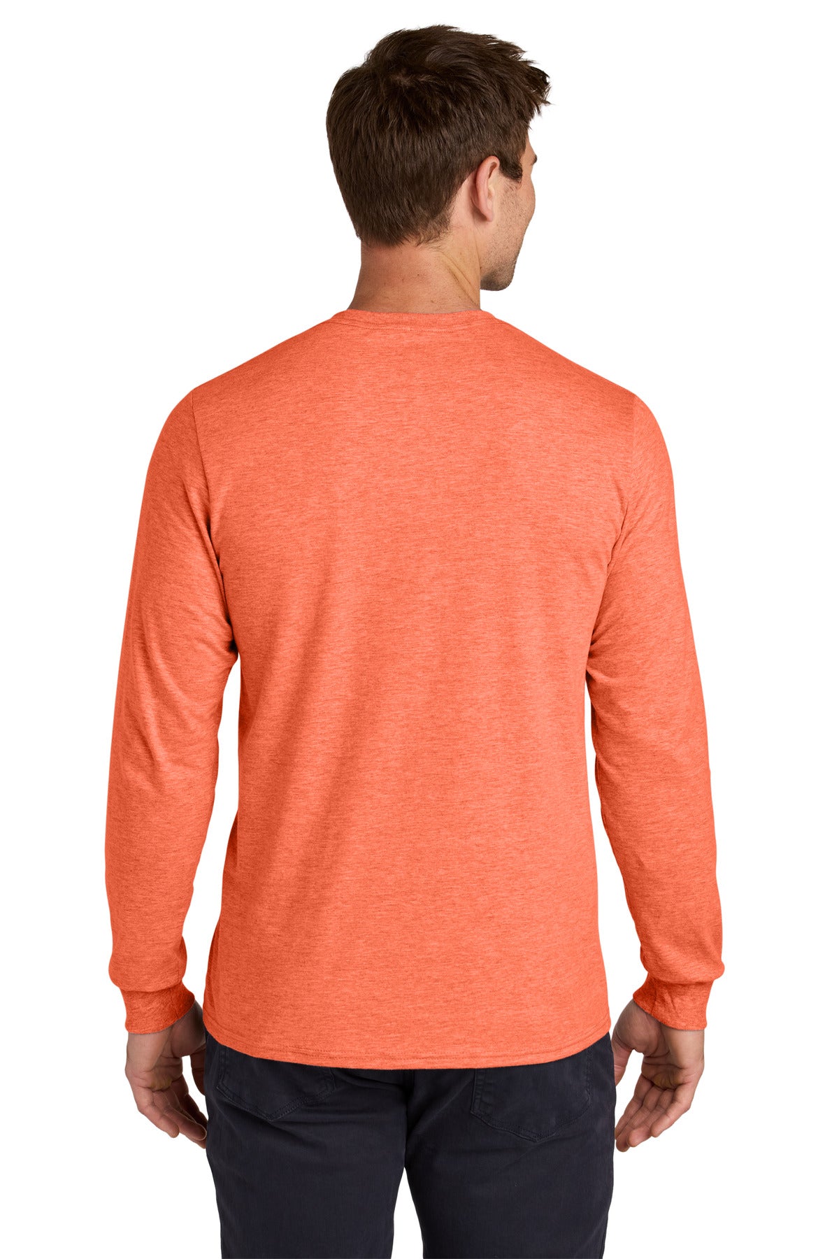 Jerzees Classics Unisex Cotton Long Sleeve T-Shirt 363L - Retro Heather Coral - back