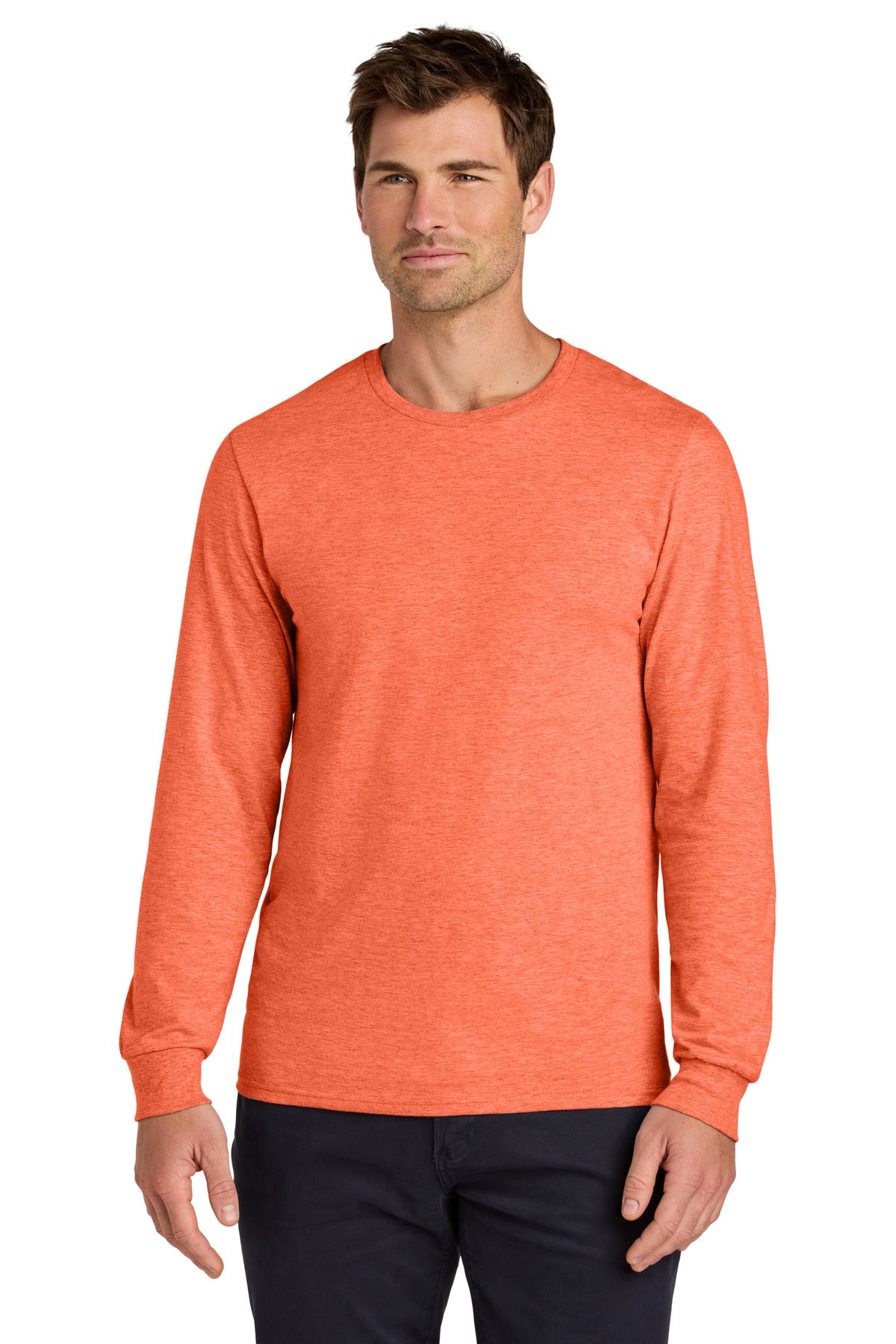 Jerzees Classics Unisex Cotton Long Sleeve T-Shirt 363L - Retro Heather Coral - front