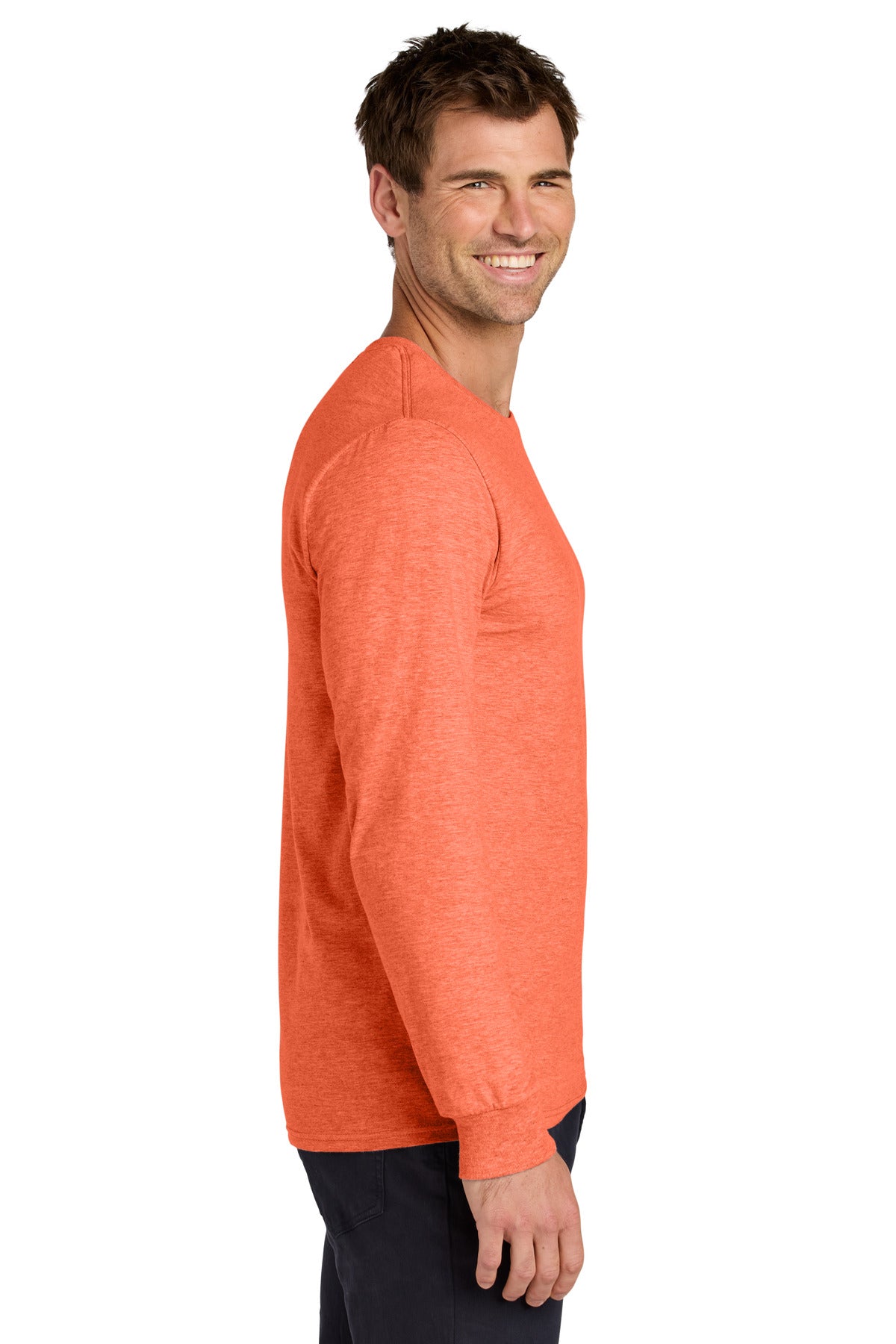 Jerzees Classics Unisex Cotton Long Sleeve T-Shirt 363L - Retro Heather Coral - side