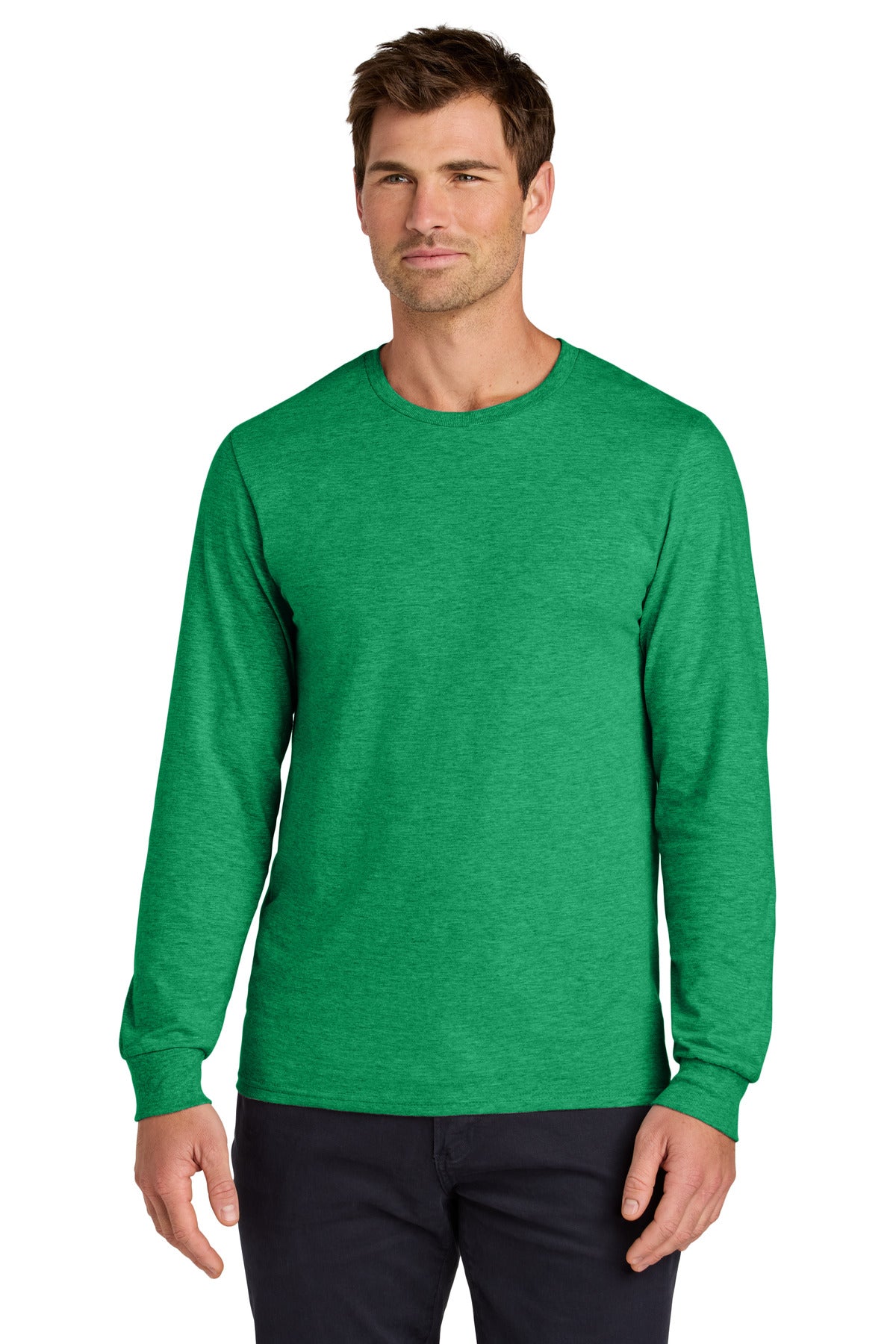 Jerzees Classics Unisex Cotton Long Sleeve T-Shirt 363L - Retro Heather Green - front