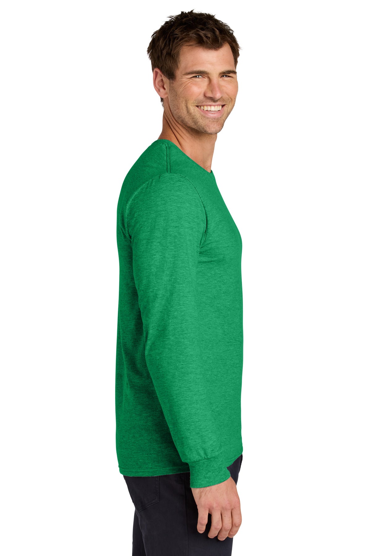 Jerzees Classics Unisex Cotton Long Sleeve T-Shirt 363L - Retro Heather Green - side