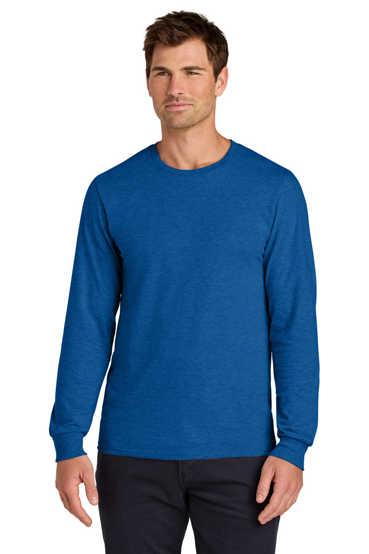 Jerzees Classics Unisex Cotton Long Sleeve T-Shirt 363L - Retro Heather Royal - front