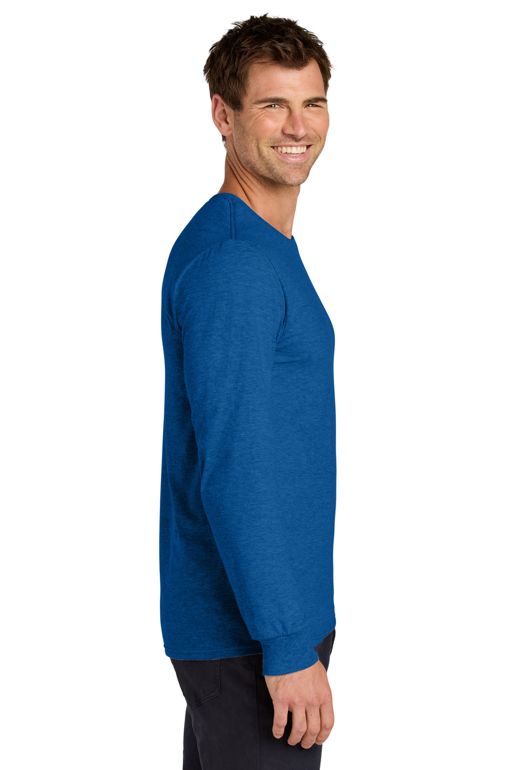 Jerzees Classics Unisex Cotton Long Sleeve T-Shirt 363L - Retro Heather Royal - side