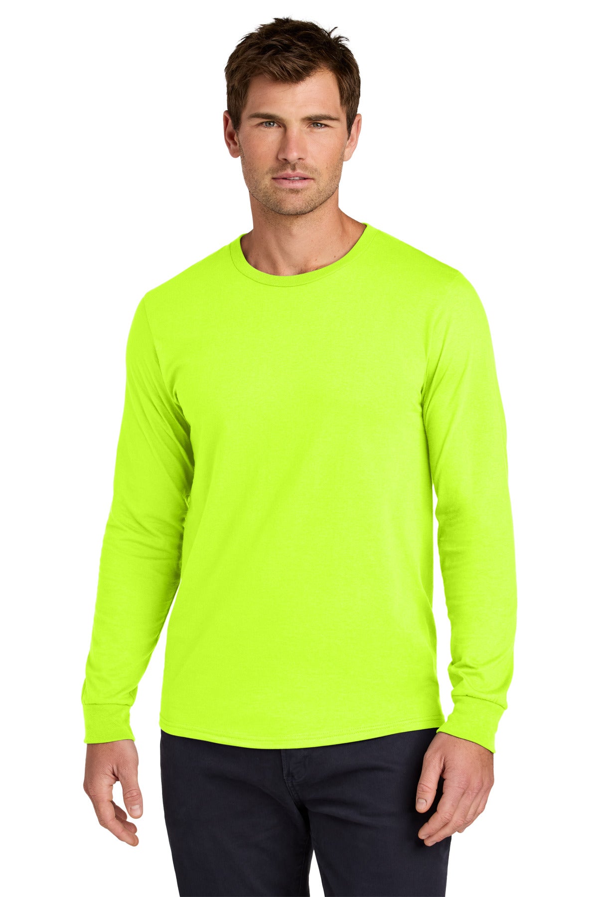 Jerzees Classics Unisex Cotton Long Sleeve T-Shirt 363L - Safety Green - front