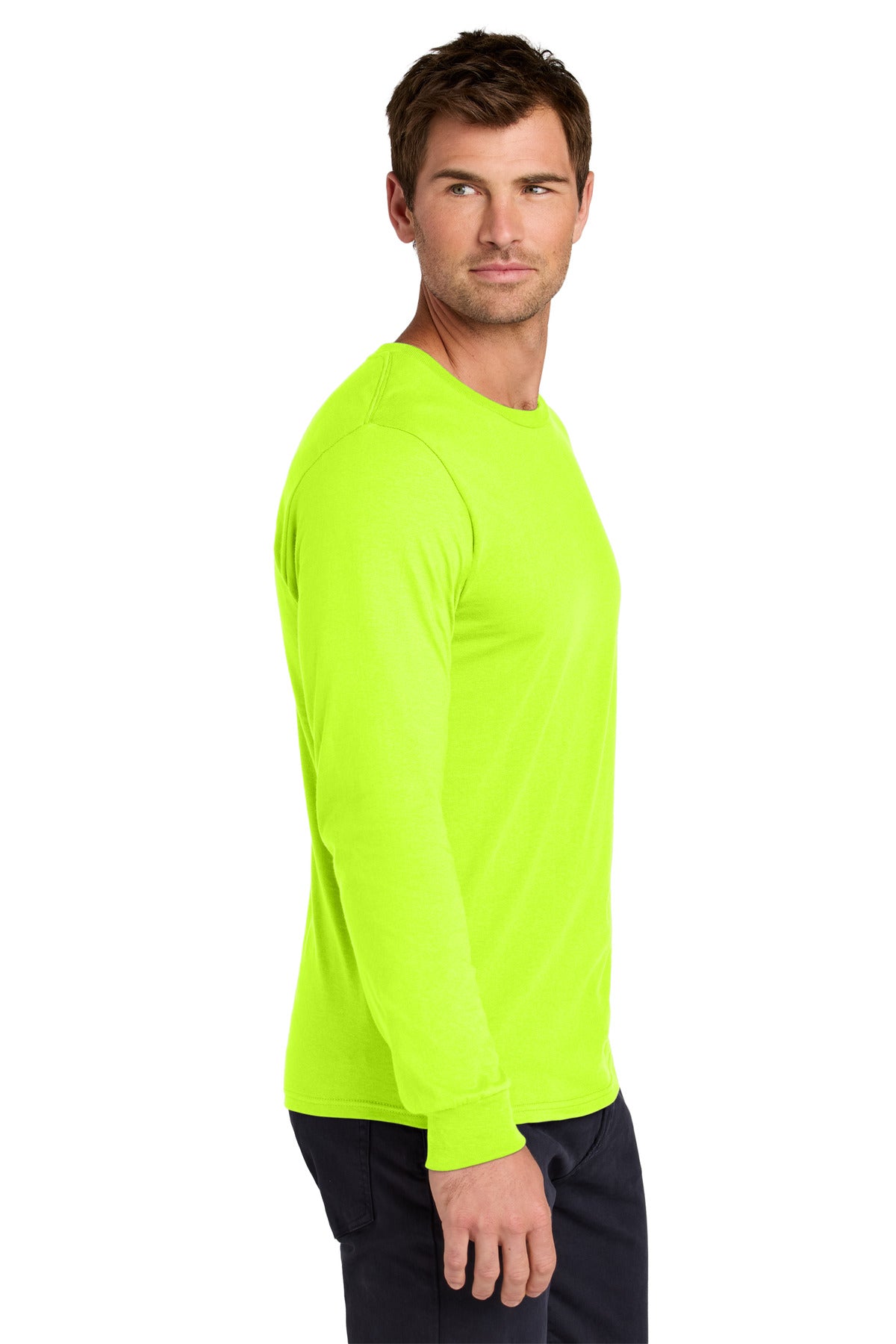 Jerzees Classics Unisex Cotton Long Sleeve T-Shirt 363L - Safety Green - side