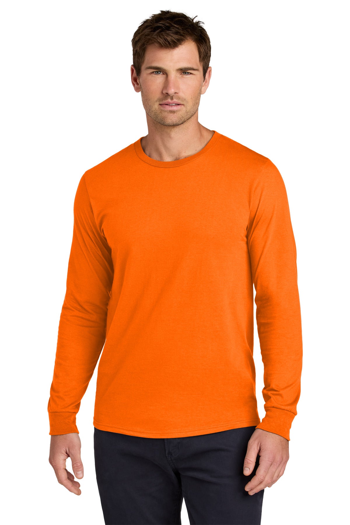 Jerzees Classics Unisex Cotton Long Sleeve T-Shirt 363L - Safety Orange - front