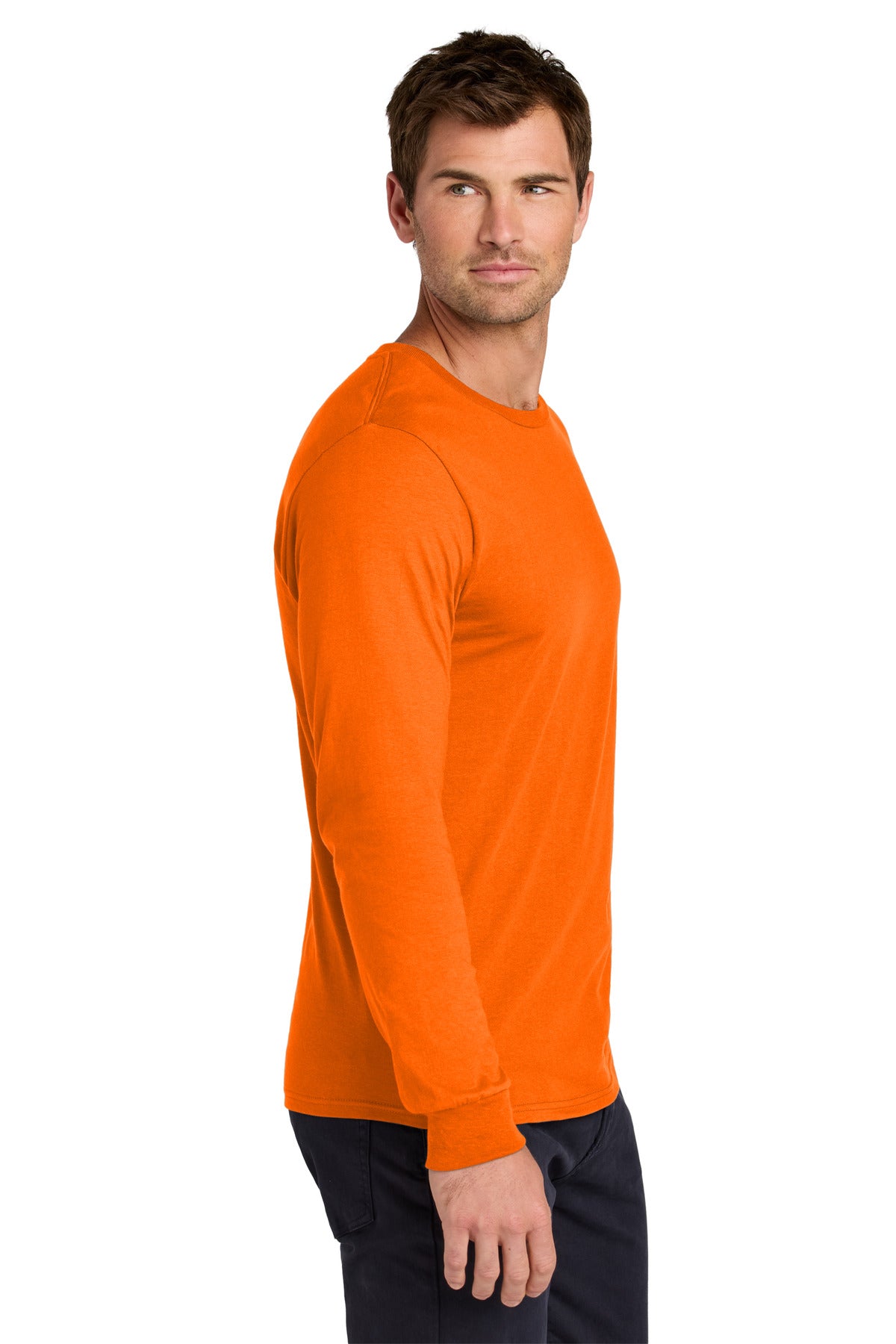 Jerzees Classics Unisex Cotton Long Sleeve T-Shirt 363L - Safety Orange - side