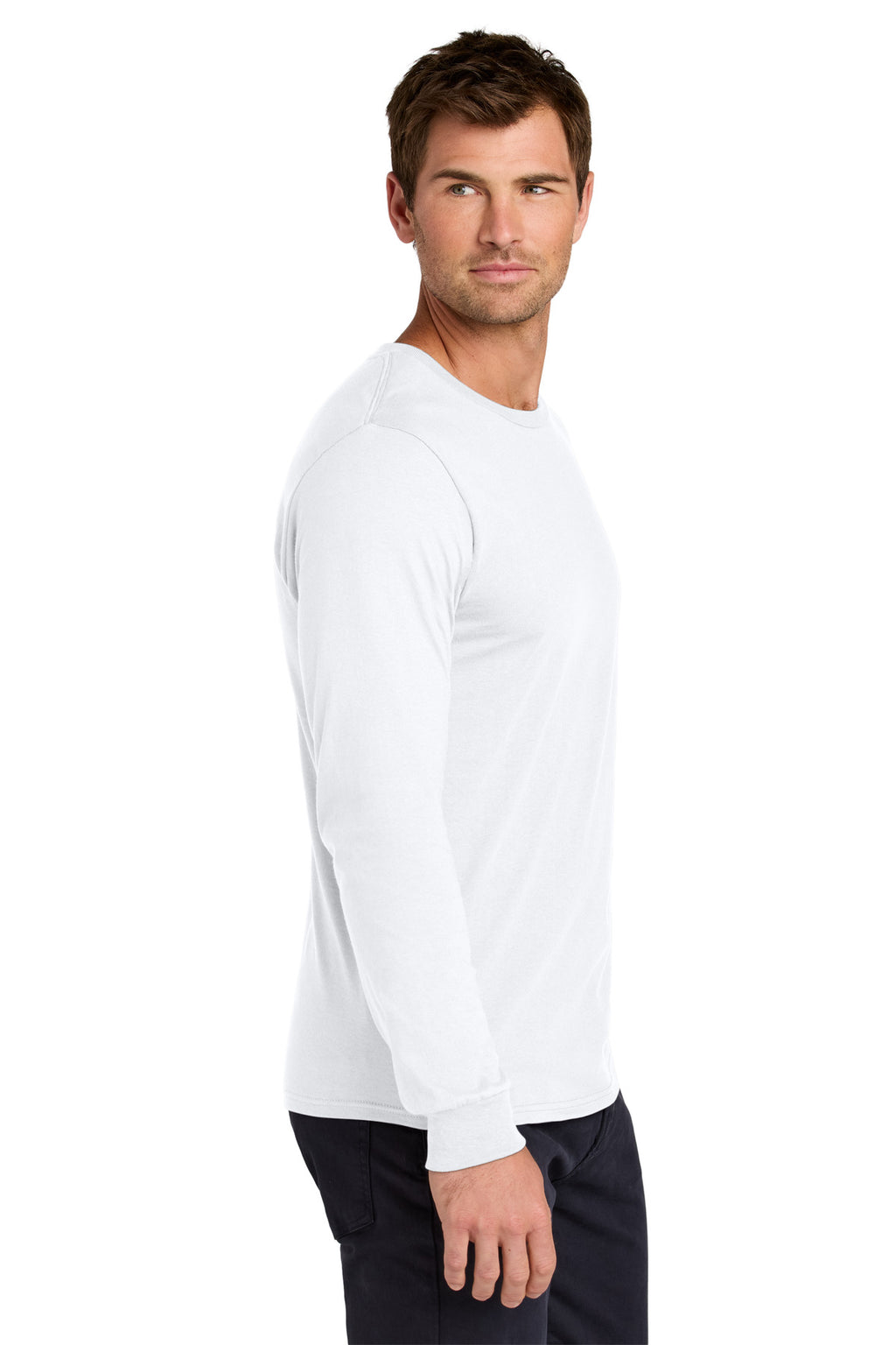 Jerzees Classics Unisex Cotton Long Sleeve T-Shirt 363L - White - side