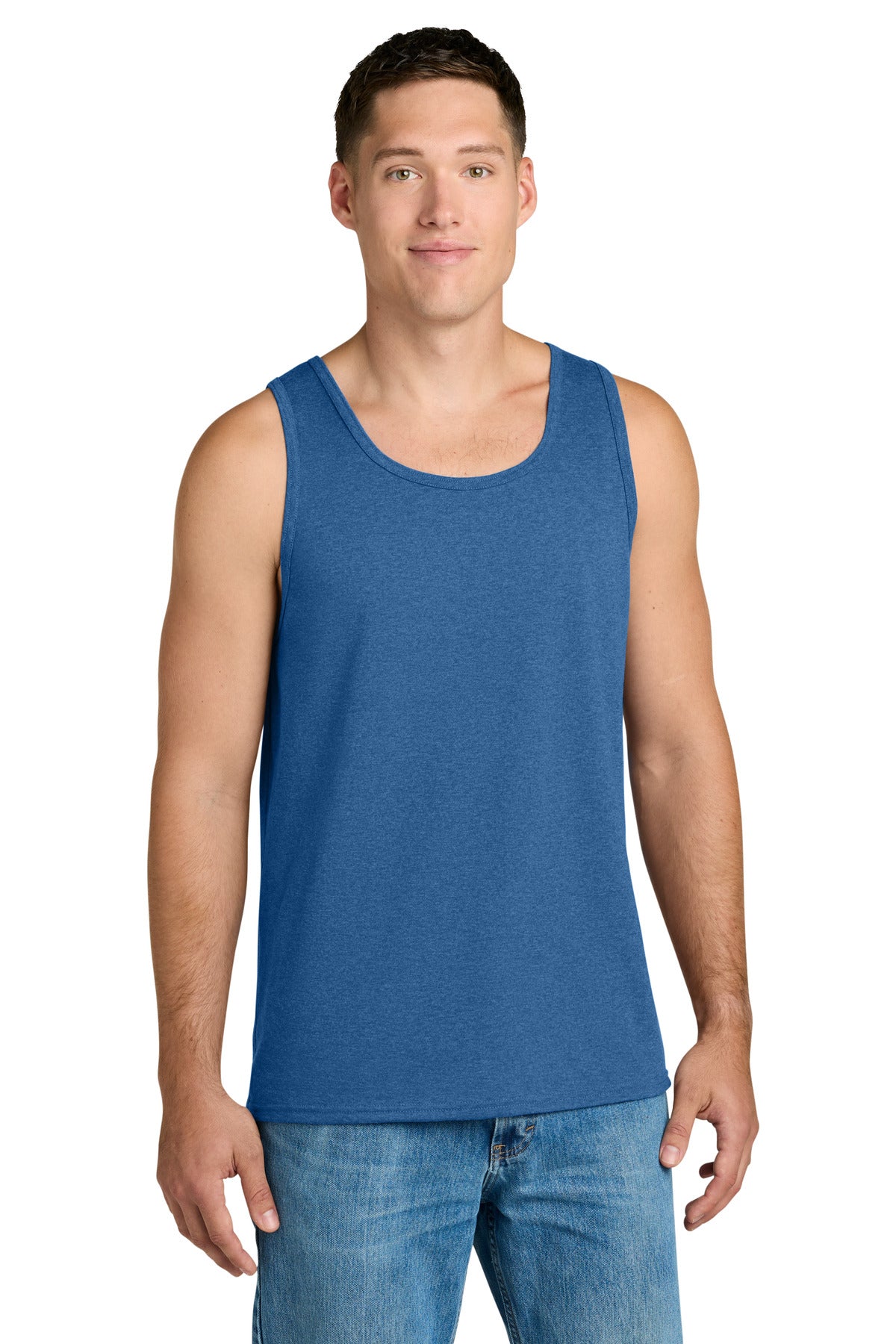 Jerzees Classics Unisex Cotton Tank 363TK - Retro Heather Royal - front