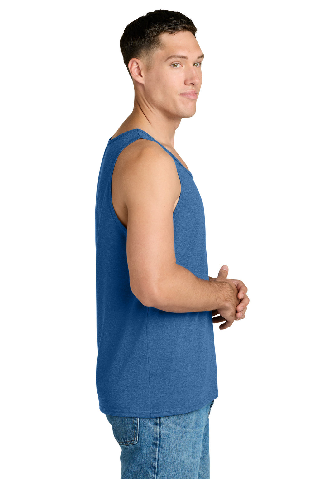 Jerzees Classics Unisex Cotton Tank 363TK - Retro Heather Royal - side